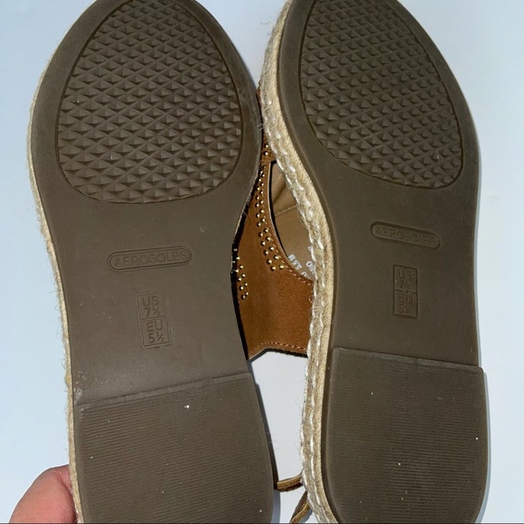 Aerosoles Brown Studded Leather Strappy Espadrille 7.5 - Picture 14 of 14